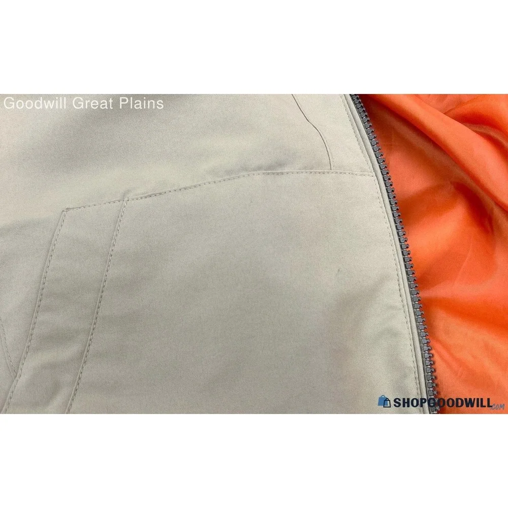 Michael Kors Mens Bomber Jacket‎ Tan Khaki Orange Lining Full Zip Size XL
